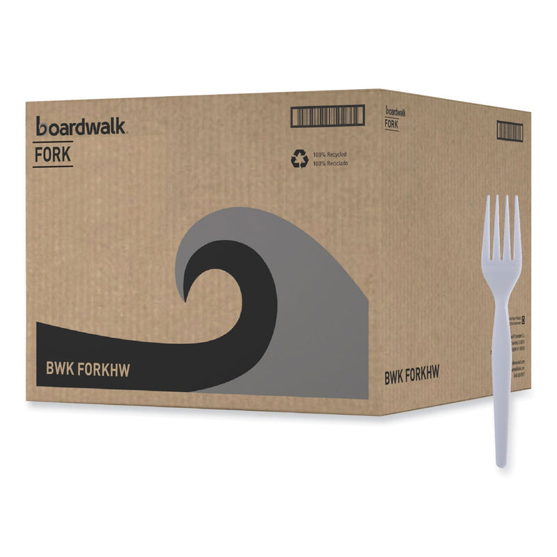 Boardwalk Heavyweight Polystyrene Cutlery, Fork, White, 1000/Carton