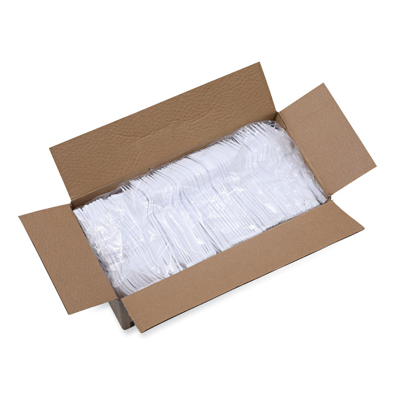 Boardwalk Heavyweight Polystyrene Cutlery, Fork, White, 1000/Carton