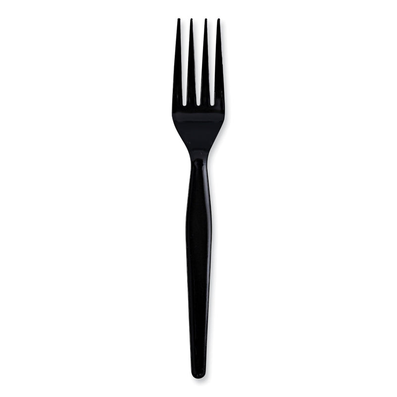 Boardwalk Heavyweight Wrapped Polystyrene Cutlery, Fork, Black, 1,000/Carton