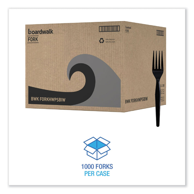 Boardwalk Heavyweight Wrapped Polystyrene Cutlery, Fork, Black, 1,000/Carton