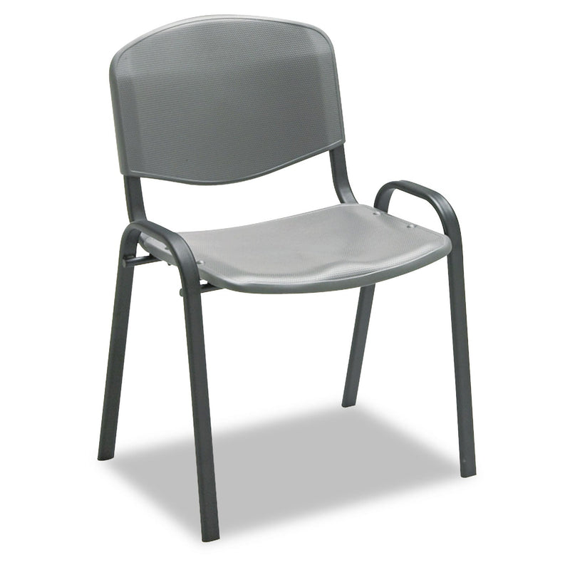 Safco Stacking Chair, Supports Up to 250 lb, Charcoal Seat/Back, Black Base, 4/Carton