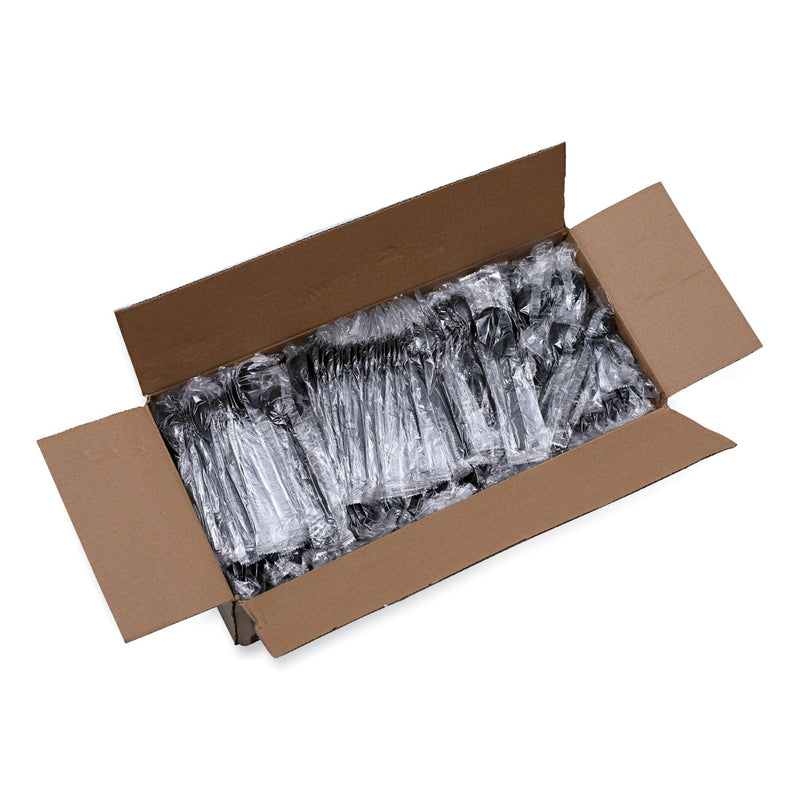 Boardwalk Heavyweight Wrapped Polystyrene Cutlery, Fork, Black, 1,000/Carton
