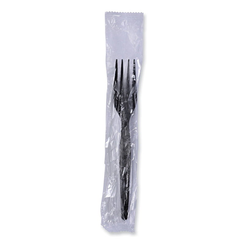 Boardwalk Heavyweight Wrapped Polystyrene Cutlery, Fork, Black, 1,000/Carton