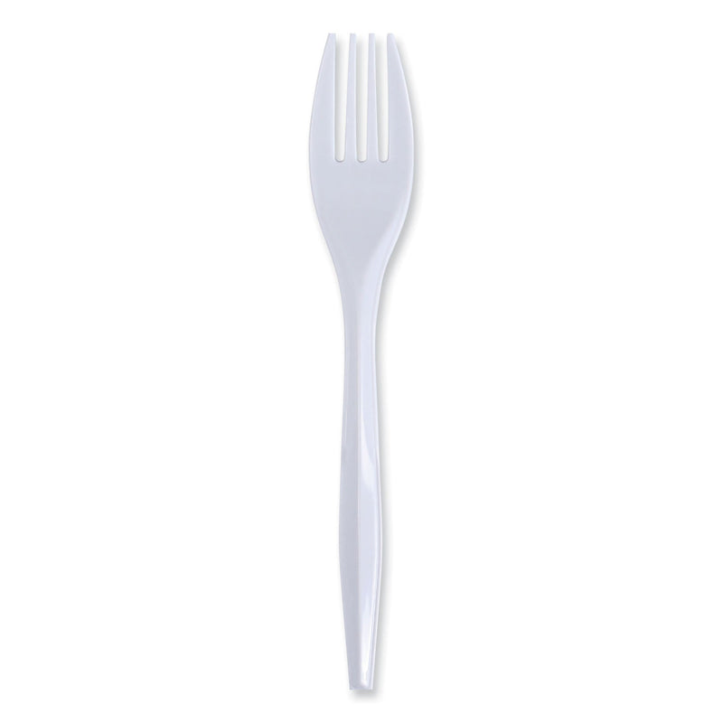 Boardwalk Mediumweight Wrapped Polypropylene Cutlery, Fork, White, 1000/Carton