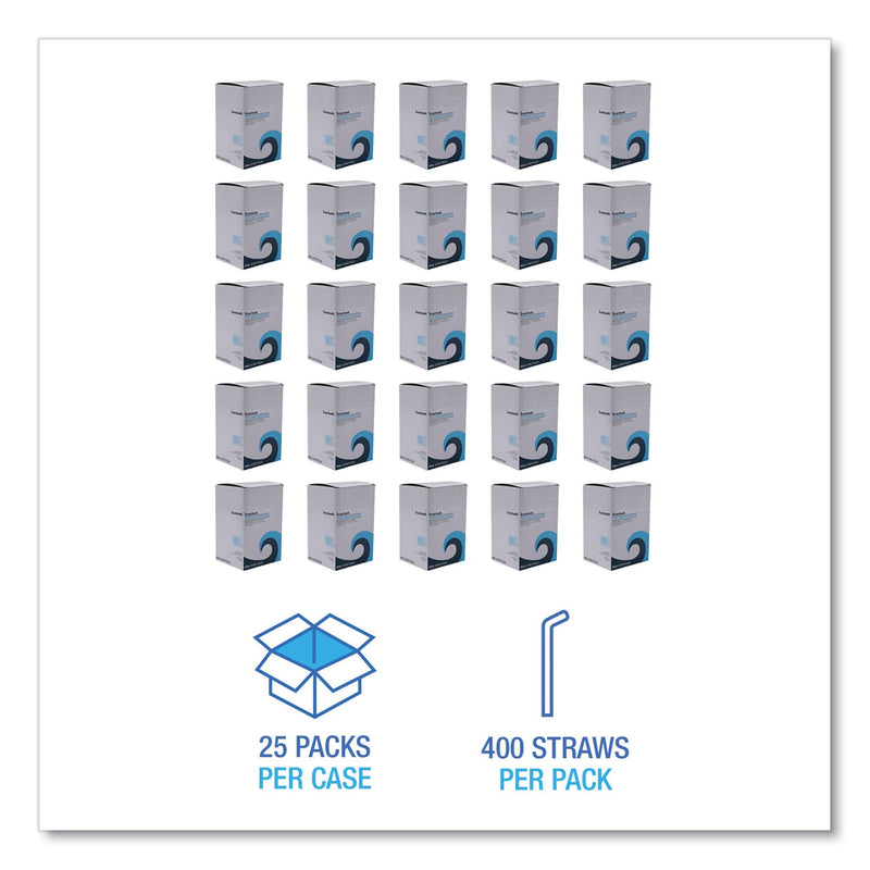 Boardwalk Wrapped Jumbo Straws, 7.75", Plastic, Red w/White Stripe, 400/Pack, 25 Packs/Carton