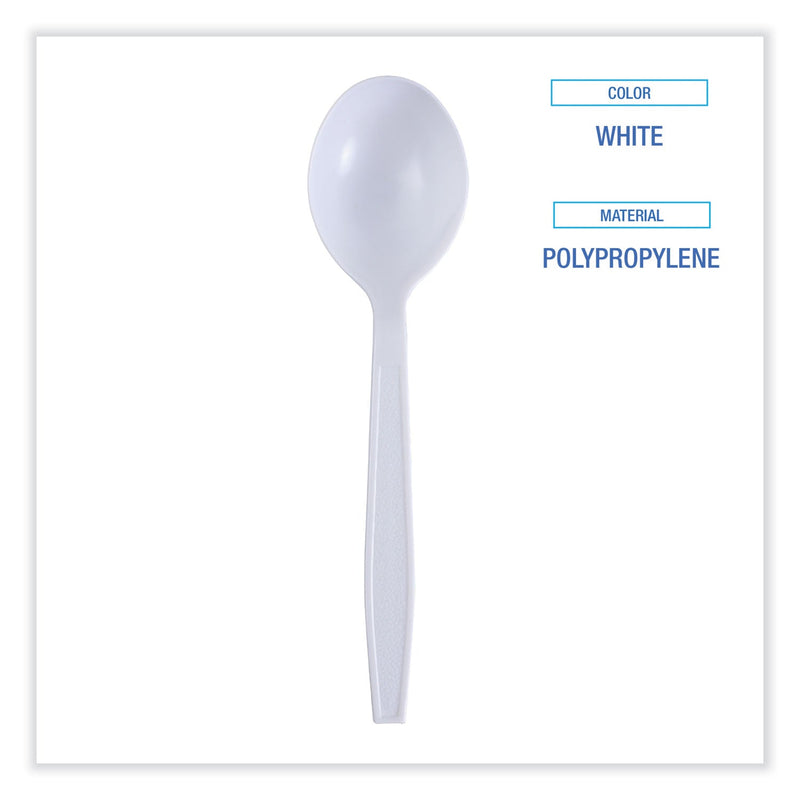 Boardwalk Heavyweight Wrapped Polypropylene Cutlery, Soup Spoon, White, 1,000/Carton