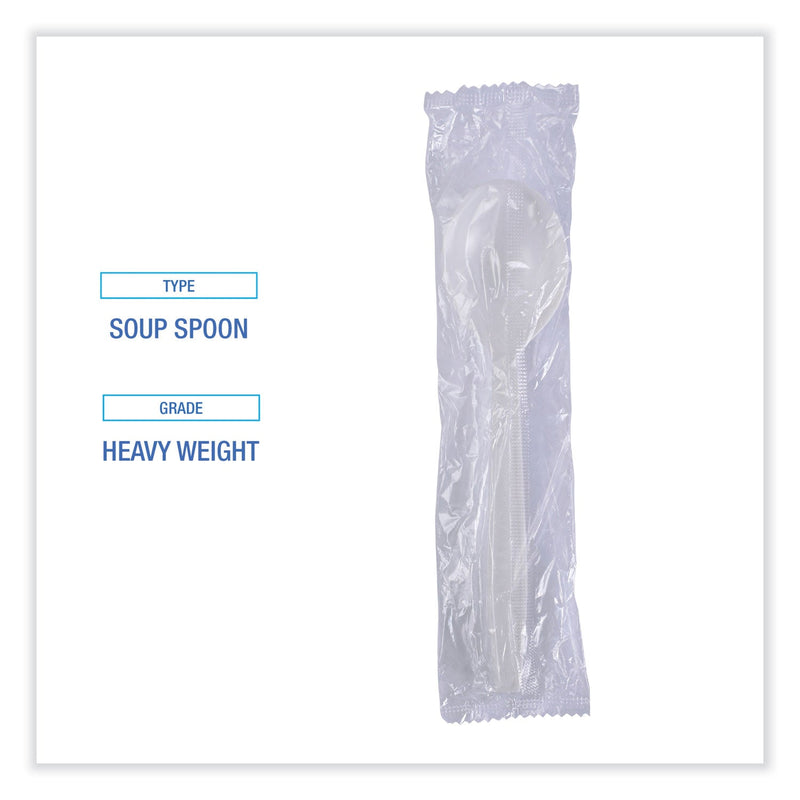Boardwalk Heavyweight Wrapped Polypropylene Cutlery, Soup Spoon, White, 1,000/Carton