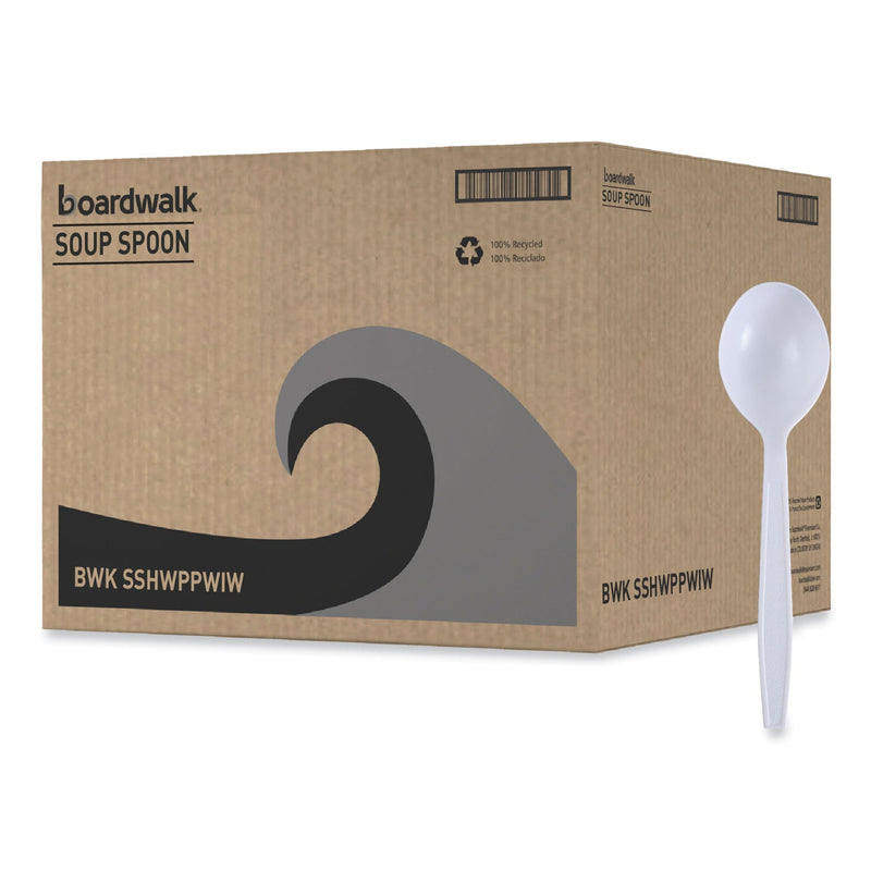 Boardwalk Heavyweight Wrapped Polypropylene Cutlery, Soup Spoon, White, 1,000/Carton