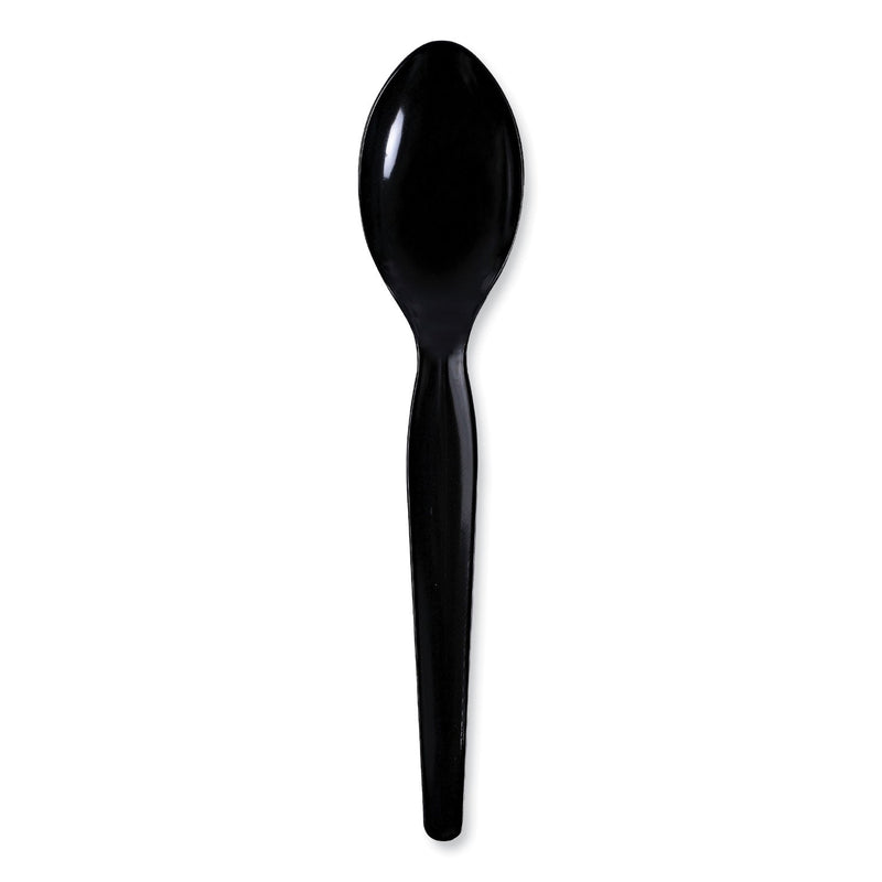 Boardwalk Heavyweight Wrapped Polystyrene Cutlery, Teaspoon, Black, 1,000/Carton