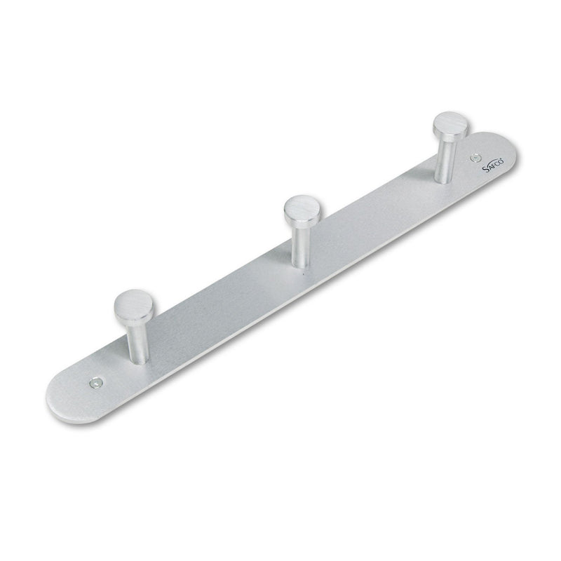 Safco Nail Head Wall Coat Rack, Three Hooks, Metal, 18w x 2.75d x 2h, Satin