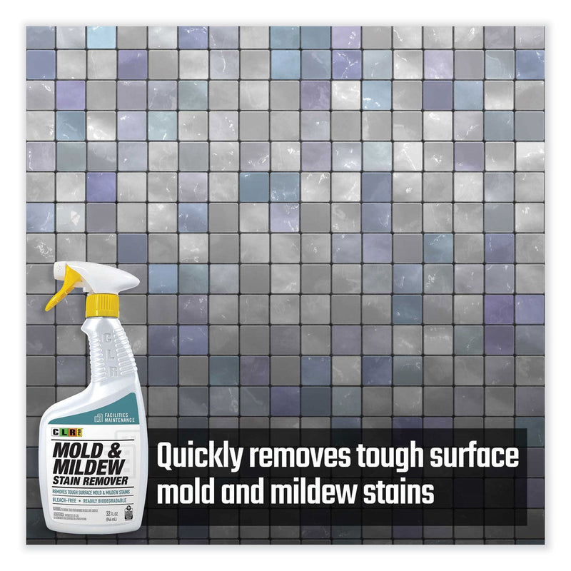 CLR PRO Mold and Mildew Stain Remover, 32 oz Spray Bottle, 6/Carton