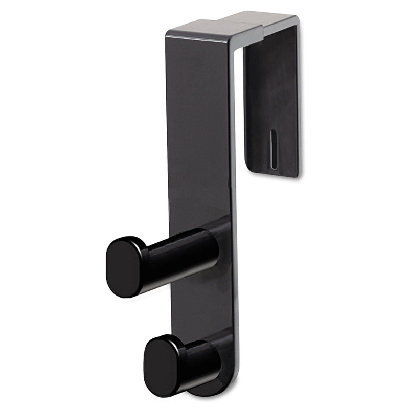 Safco Plastic Coat Hook, 2-Hook, 1 3/4 x 6 1/2 x 7 3/4, Black