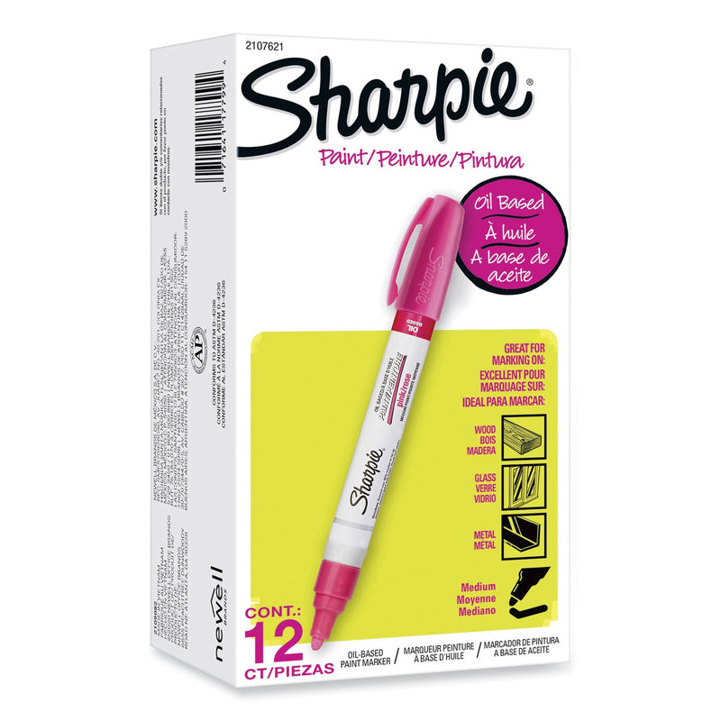 Sharpie Permanent Paint Marker, Medium Bullet Tip, Pink, Dozen