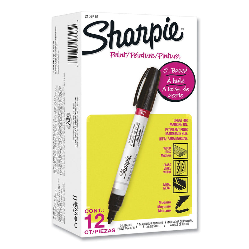 Sharpie Permanent Paint Marker, Medium Bullet Tip, Black, Dozen