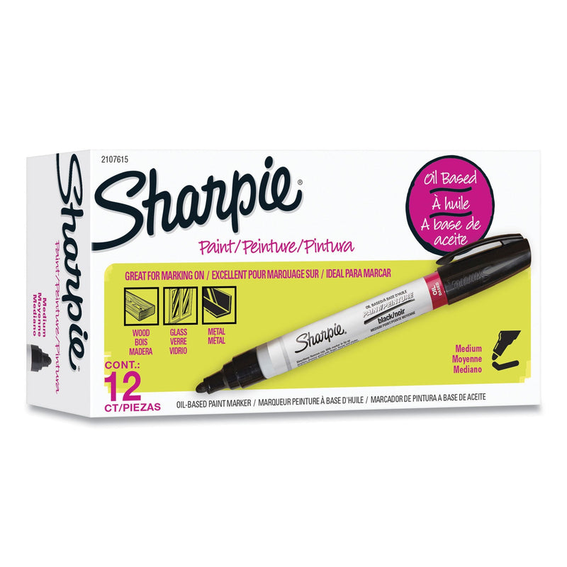 Sharpie Permanent Paint Marker, Medium Bullet Tip, Black, Dozen