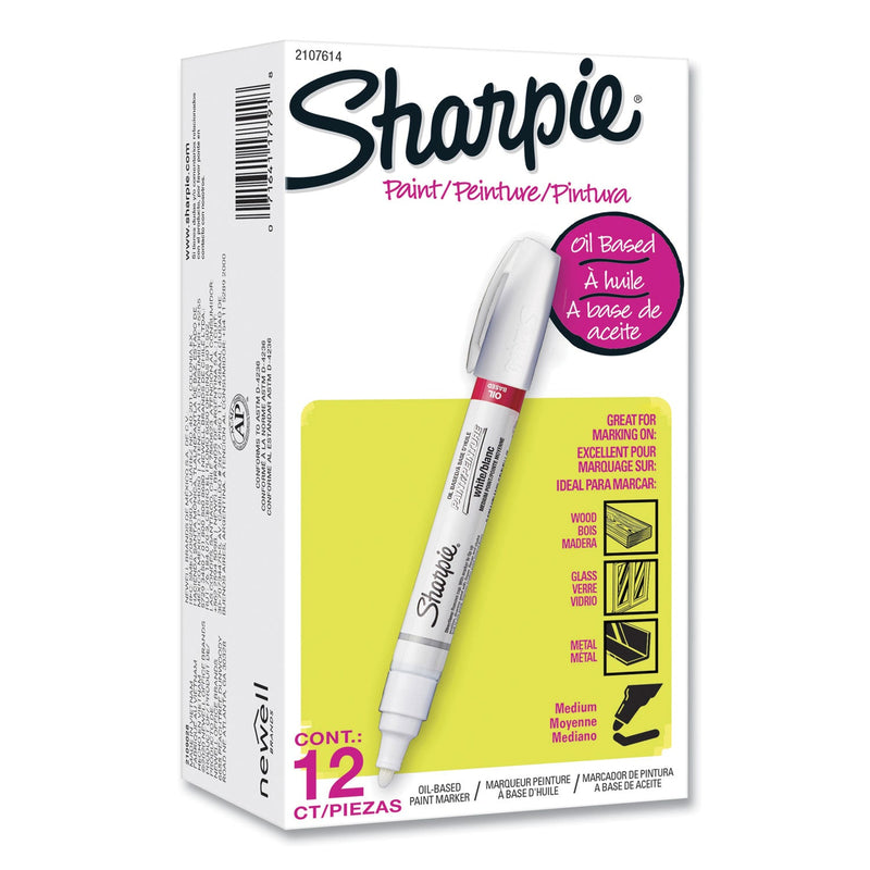 Sharpie Permanent Paint Marker, Medium Bullet Tip, White, Dozen