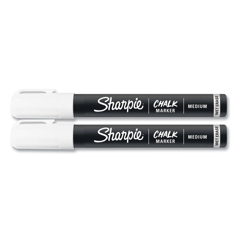 Sharpie Wet-Erase Chalk Marker, Medium Bullet Tip, White, 2/Pack
