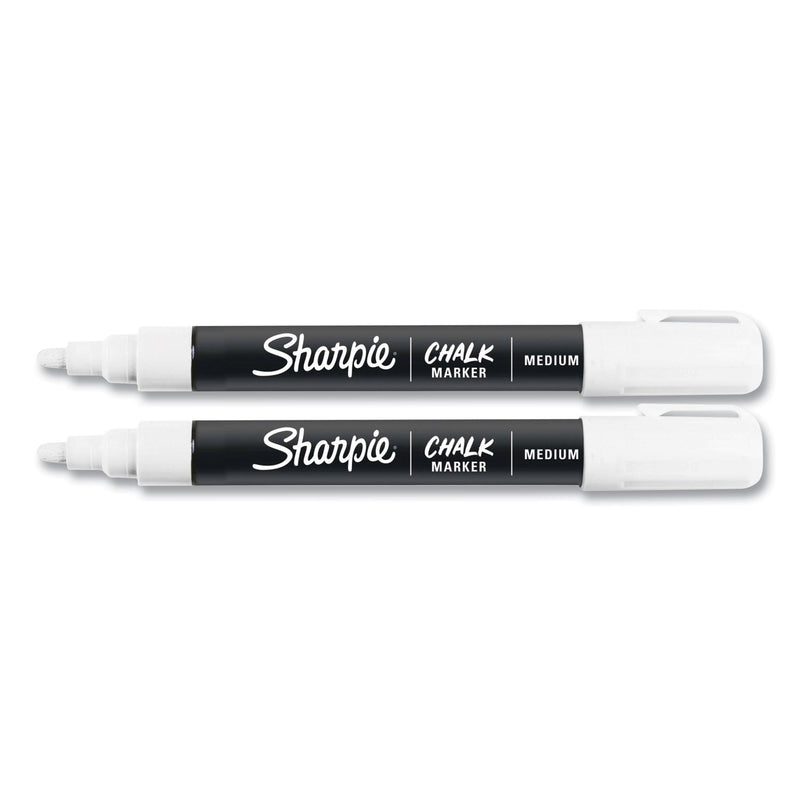 Sharpie Wet-Erase Chalk Marker, Medium Bullet Tip, White, 2/Pack