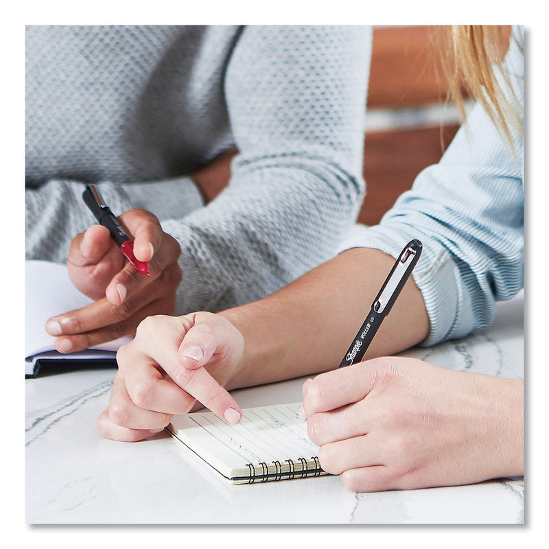 Sharpie Professional Design Roller Ball Pen, Stick, Medium 0.7 mm, Blue Ink, Black Barrel, Dozen