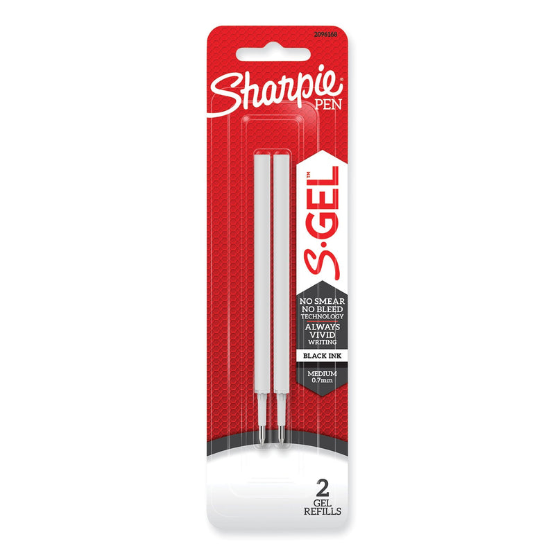 Sharpie S-Gel 0.7 mm Pen Refills, Medium 0.7 mm Bullet Tip, Black Ink, 2/Pack