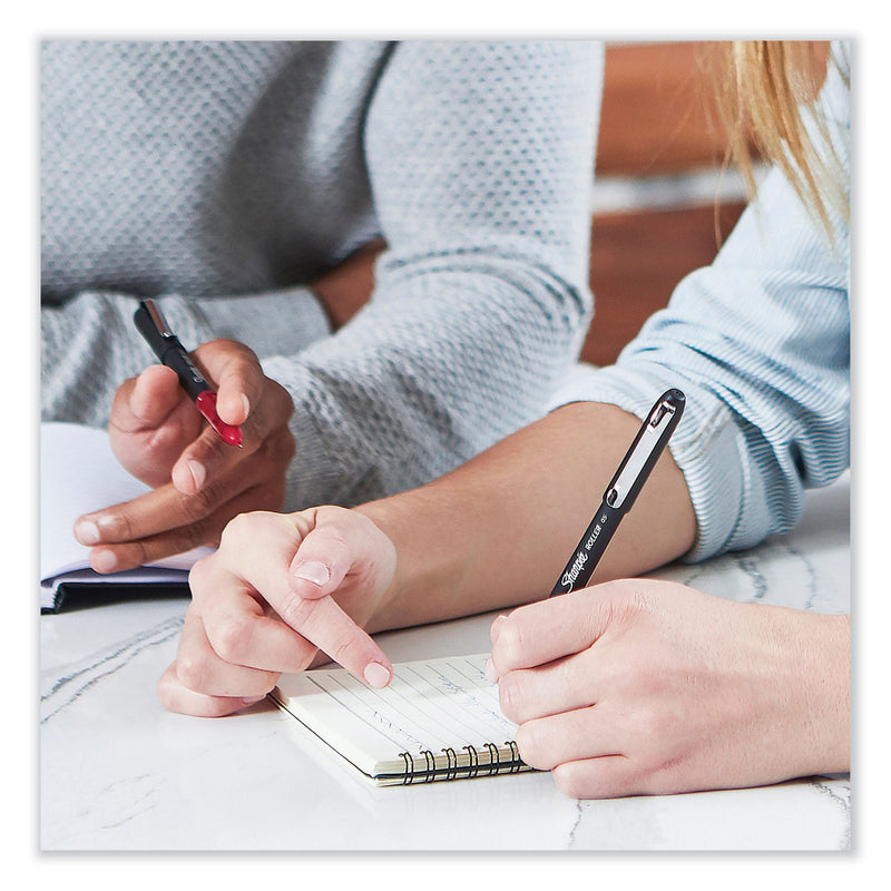 Sharpie Professional Design Roller Ball Pen, Stick, Fine 0.5 mm, Black Ink, Black Barrel, Dozen