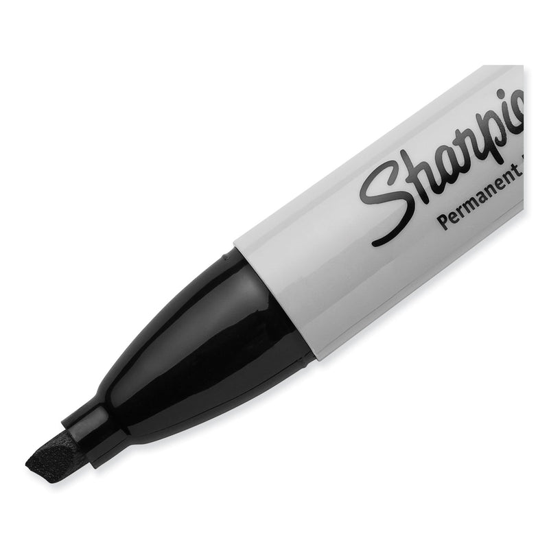 Sharpie Chisel Tip Permanent Marker, Broad Chisel Tip, Black, 36/Pack