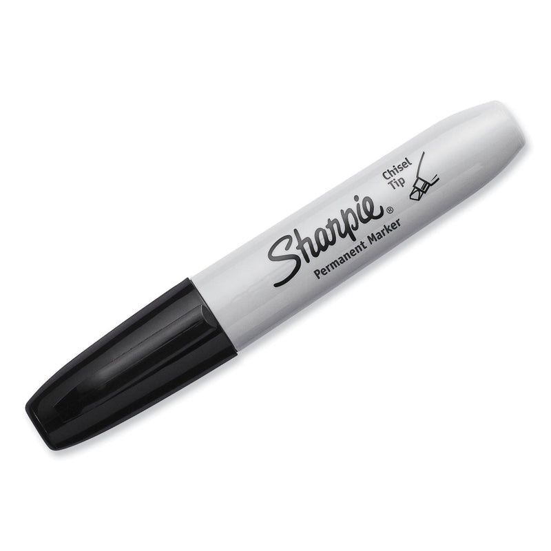 Sharpie Chisel Tip Permanent Marker, Broad Chisel Tip, Black, 36/Pack