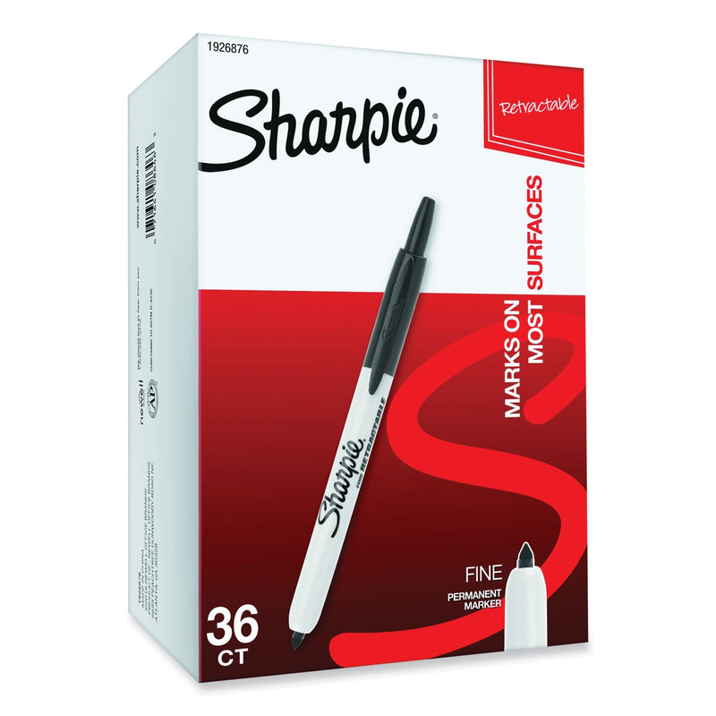 Sharpie Retractable Permanent Marker Value Pack, Fine Bullet Tip, Black, 36/Pack