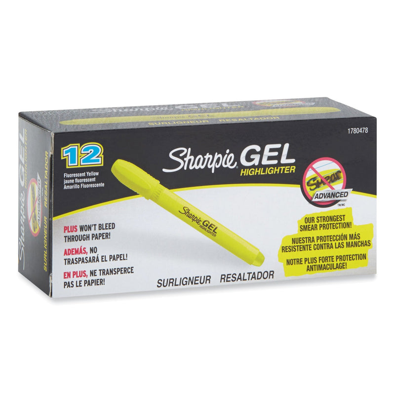 Sharpie Gel Highlighters, Fluorescent Yellow Ink, Bullet Tip, Yellow Barrel