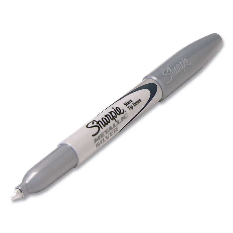 Sharpie Metallic Fine Point Permanent Markers, Fine Bullet Tip, Metallic Silver, Dozen