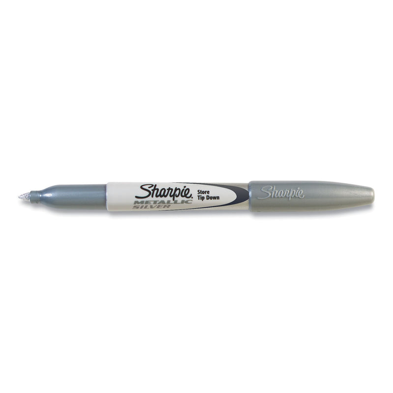 Sharpie Metallic Fine Point Permanent Markers, Fine Bullet Tip, Metallic Silver, Dozen
