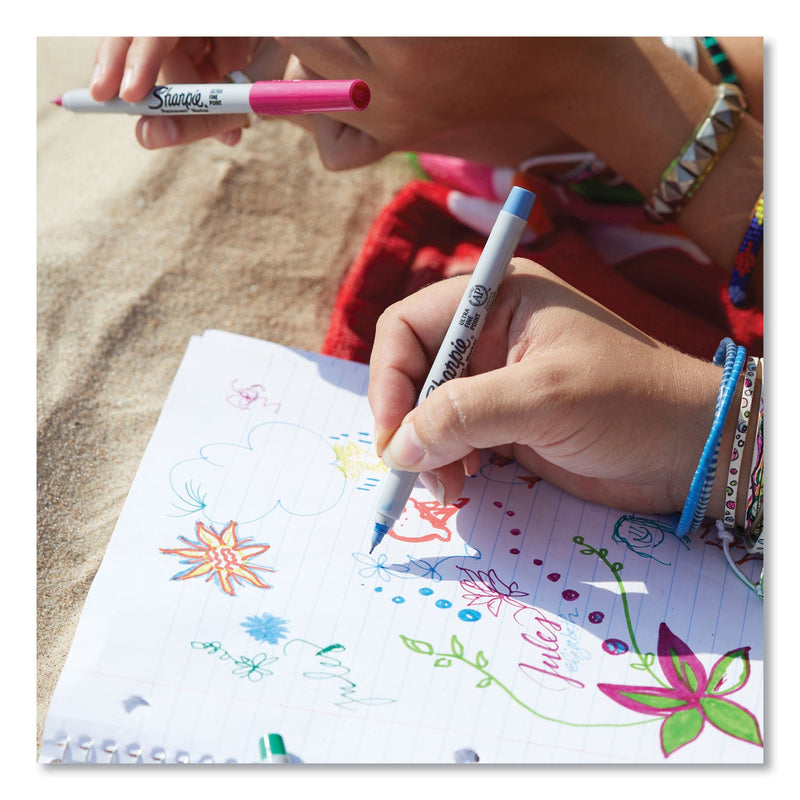 Sharpie Ultra Fine Tip Permanent Marker, Extra-Fine Needle Tip, Blue, Dozen