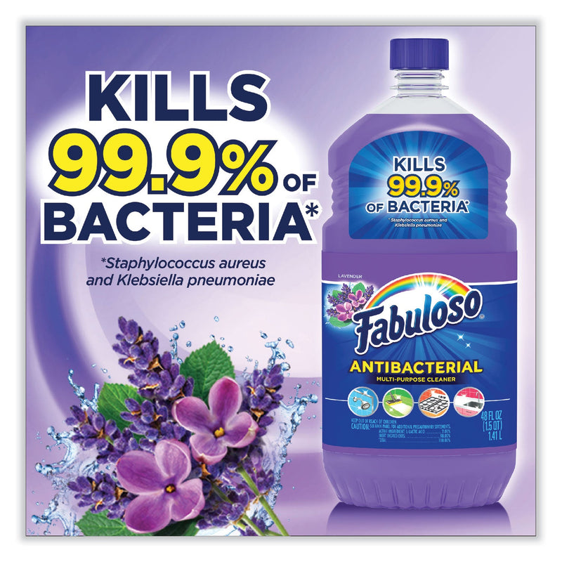 Fabuloso Antibacterial Multi-Purpose Cleaner, Lavender Scent, 48 oz Bottle, 6/Carton
