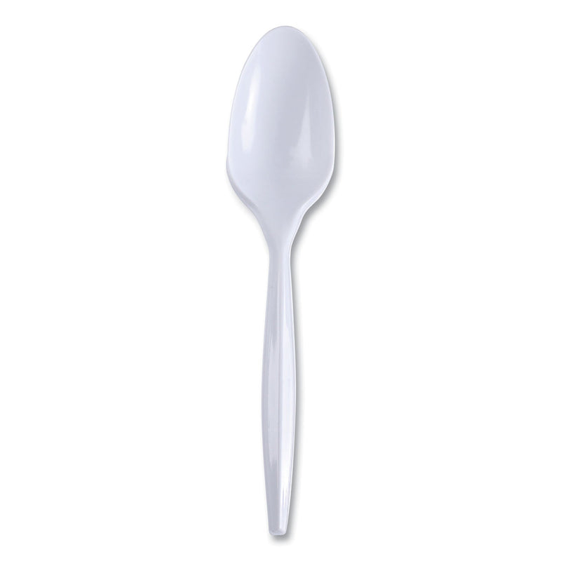 Boardwalk Mediumweight Wrapped Polypropylene Cutlery, Teaspoon, White, 1,000/Carton
