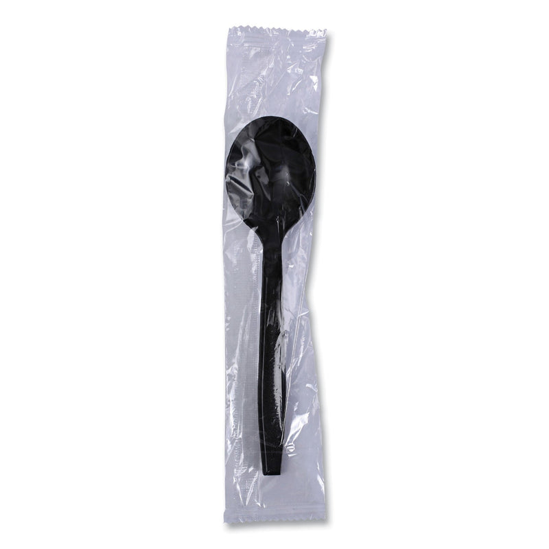Boardwalk Heavyweight Wrapped Polypropylene Cutlery, Soup Spoon, Black, 1,000/Carton