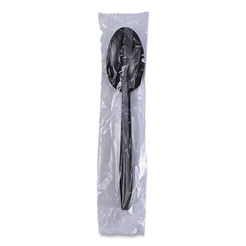 Boardwalk Heavyweight Wrapped Polypropylene Cutlery, Teaspoon, Black, 1,000/Carton
