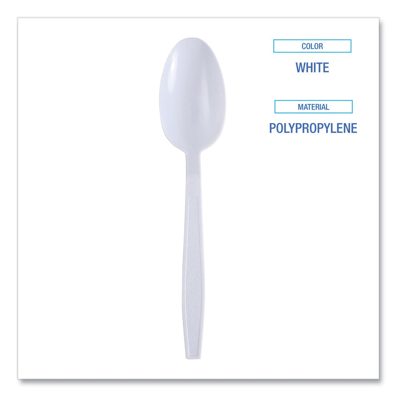 Boardwalk Heavyweight Wrapped Polypropylene Cutlery, Teaspoon, White, 1,000/Carton