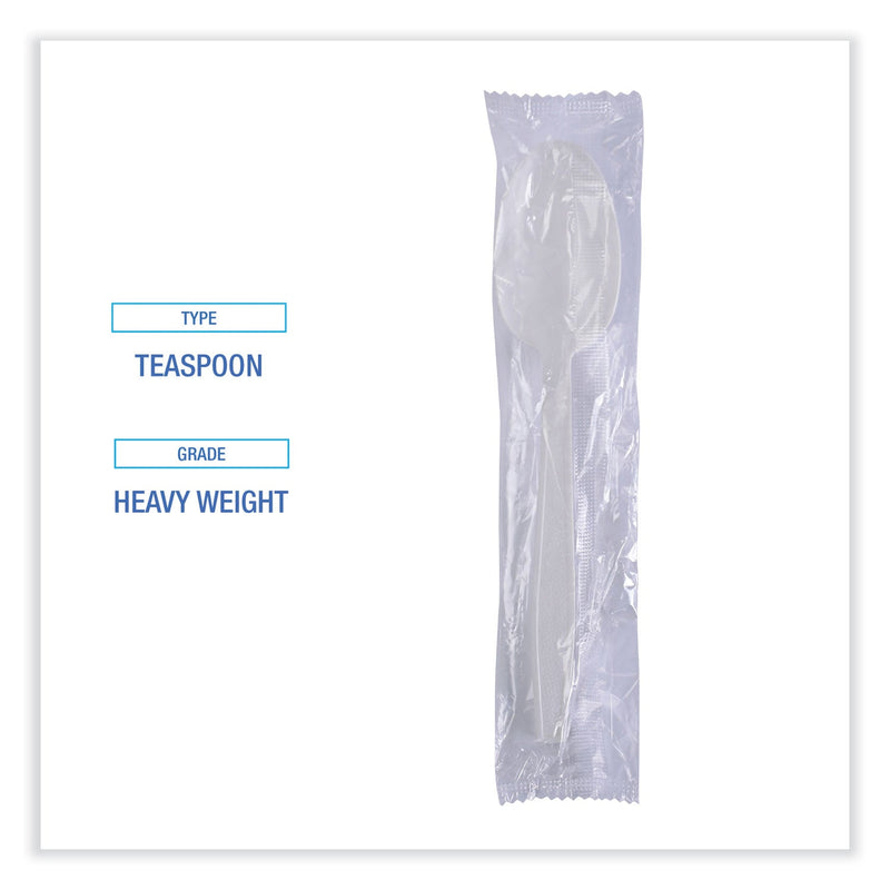 Boardwalk Heavyweight Wrapped Polypropylene Cutlery, Teaspoon, White, 1,000/Carton