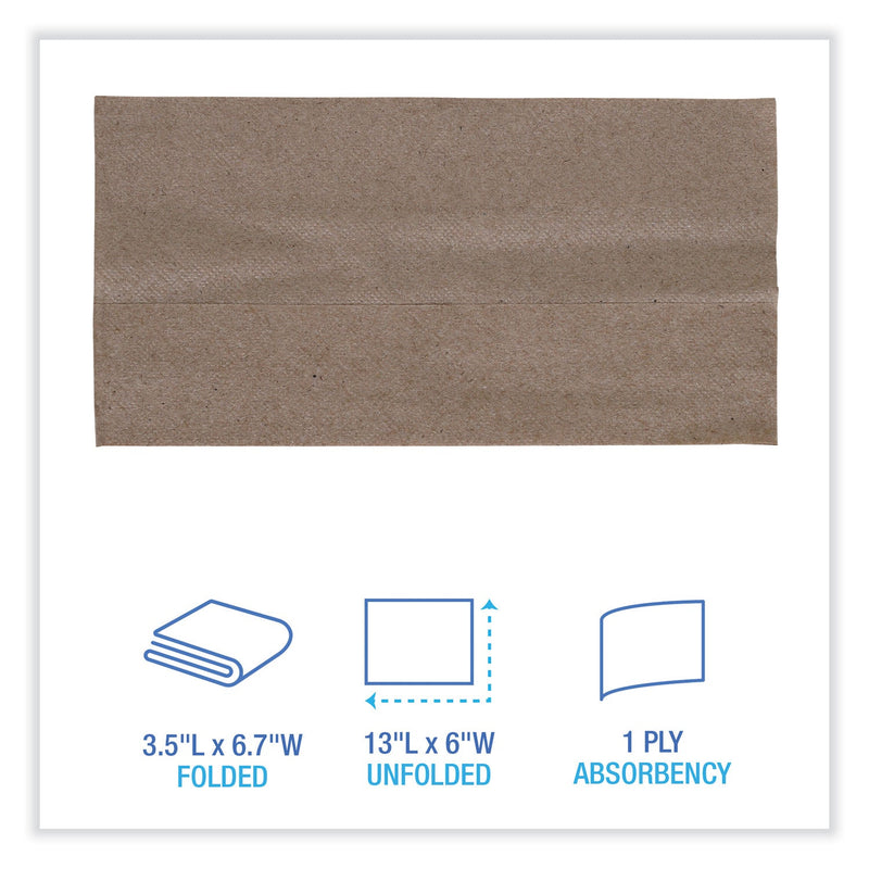 Boardwalk Tall Fold Dispenser Napkins, 1-Ply, 13 x 6, Kraft, 500/Pack, 20 Packs/Carton