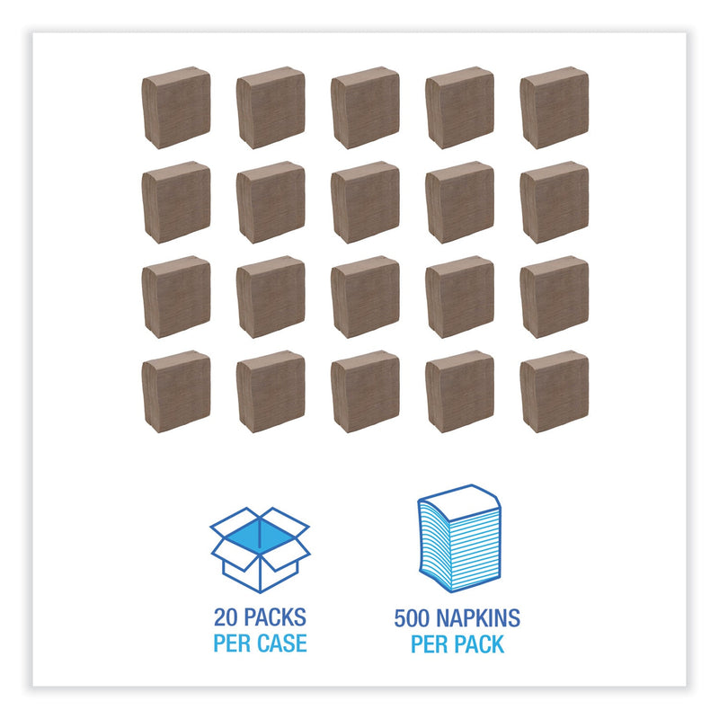 Boardwalk Tall Fold Dispenser Napkins, 1-Ply, 13 x 6, Kraft, 500/Pack, 20 Packs/Carton