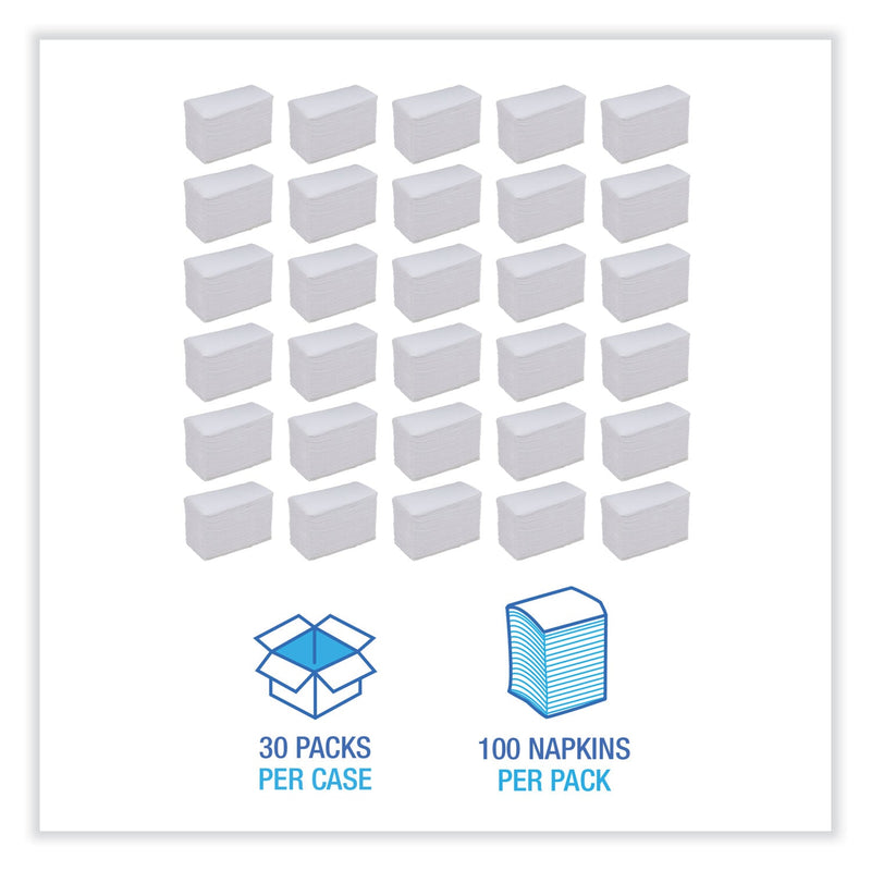 Boardwalk Dinner Napkin, 2-Ply, 17 x 15, White, 100/Pack, 30 Packs/Carton