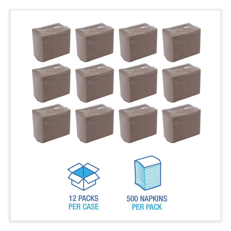 Boardwalk 1/4-Fold Lunch Napkins, 1-Ply, 12 x 12, Kraft, 500/Pack, 12 Packs/Carton