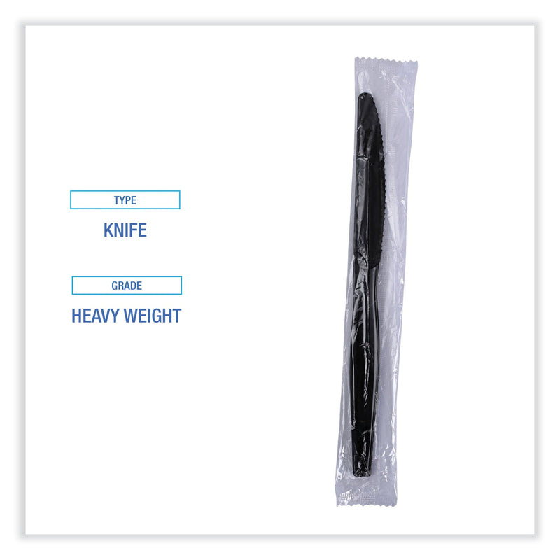 Boardwalk Heavyweight Wrapped Polystyrene Cutlery, Knife, Black, 1,000/Carton