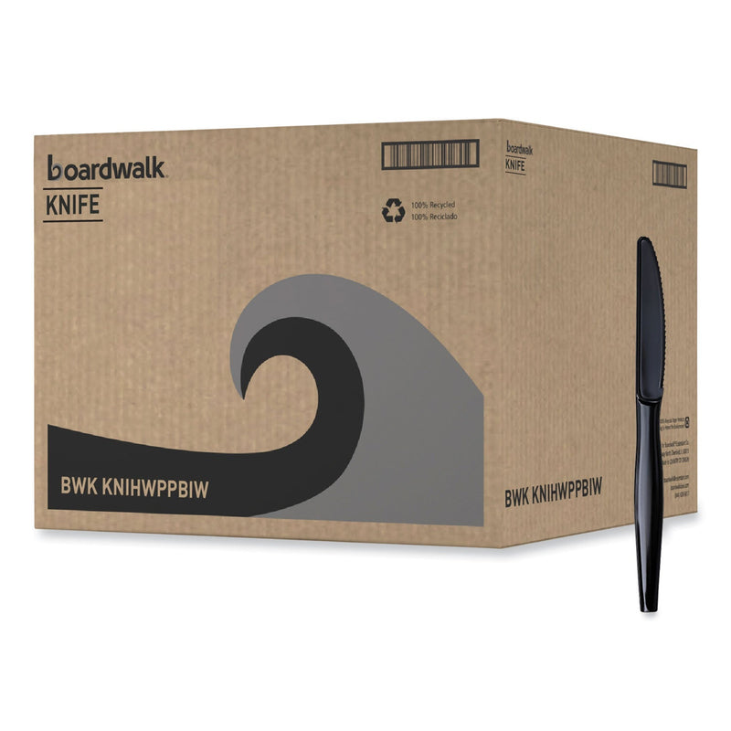 Boardwalk Heavyweight Wrapped Polystyrene Cutlery, Knife, Black, 1,000/Carton