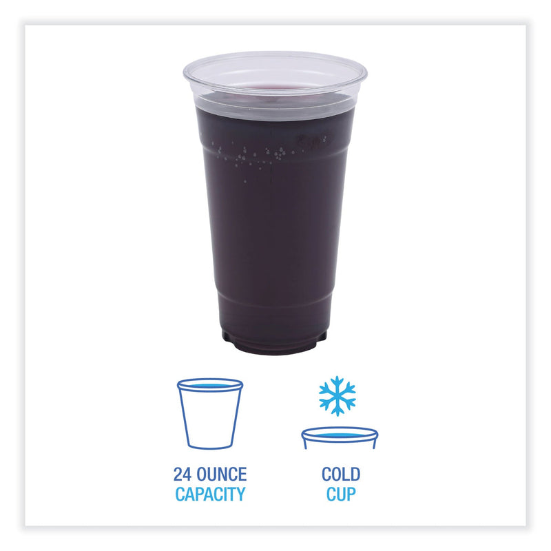 Boardwalk Clear Plastic Cold Cups, 24 oz, PET, 50 Cups/Sleeve, 12 Sleeves/Carton