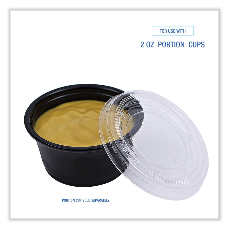 Boardwalk Souffle/Portion Cup Lids, Fits 2 oz Portion Cups, Clear, 2,500/Carton