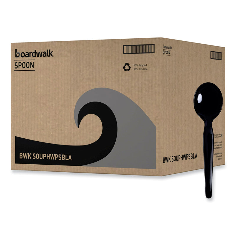 Boardwalk Heavyweight Polystyrene Cutlery, Soup Spoon, Black, 1000/Carton