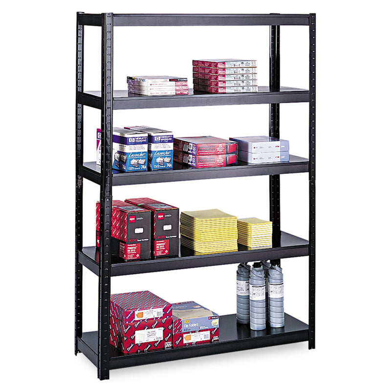 Safco Boltless Steel Shelving, Five-Shelf, 36w x 18d x 72h, Black