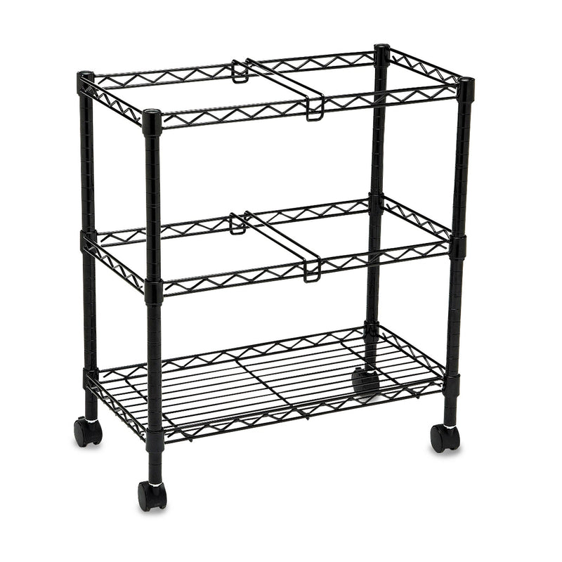 Safco Two-Tier Rolling File Cart, Metal, 3 Bins, 25.75" x 14" x 29.75", Black