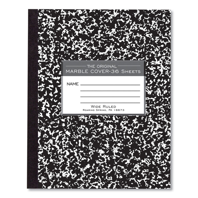Roaring Spring Marble Cover Composition Book, Wide/Legal Rule, Black Marble Cover, 8.5 x 7, 36 Sheets